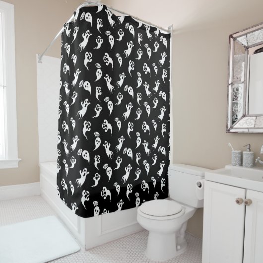 Halloween Ghost Schattige Boo Pattern Douchegordijn (In situ)