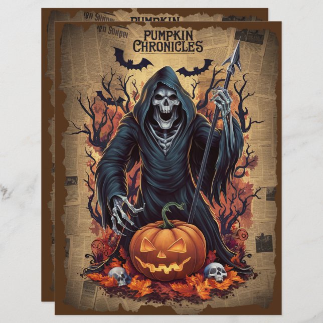  Halloween Ghost Scrapbook Papier (Voorkant / Achterkant)