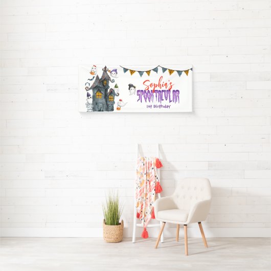 Halloween Ghost Spooktacular Birthday Party Spandoek (Insitu)