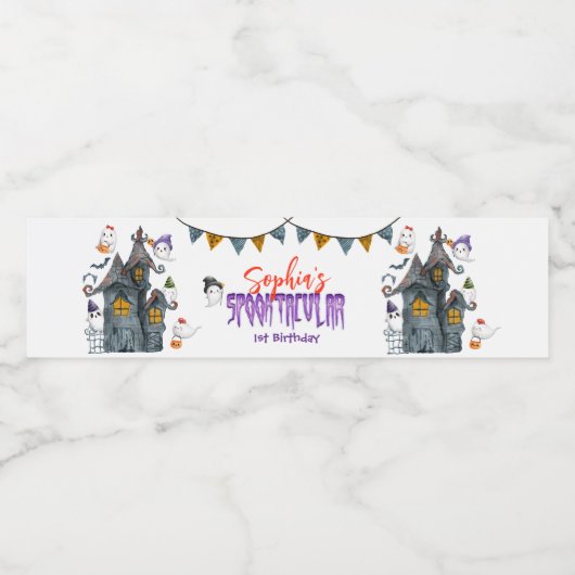 Halloween Ghost Spooktacular Birthday Party Waterfles Etiket (Enkel label)