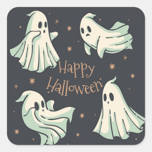 Halloween Ghost Spooktacular Happy Halloween Vierkante Sticker (Voorkant)