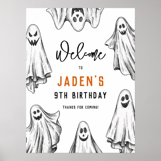 Halloween Ghost Spooktacular Verjaardag Welkomstbo Poster (Voorkant)