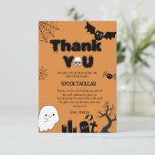 Halloween Ghost Spooky Verjaardagsfeestje Bedankkaart (Staand voorkant)