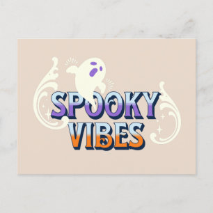 Halloween Ghost Spooky Vibes Retro Briefkaart