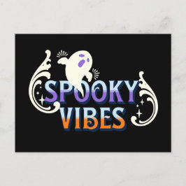 Halloween Ghost Spooky Vibes Typography Lettering Briefkaart