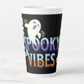 Halloween Ghost Spooky Vibes Typography Lettering Latte Mok (Voorkant)