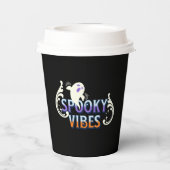 Halloween Ghost Spooky Vibes Typography Lettering Papieren Bekers (Achterkant)