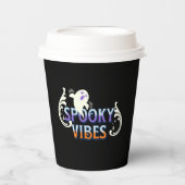 Halloween Ghost Spooky Vibes Typography Lettering Papieren Bekers (Voorkant)