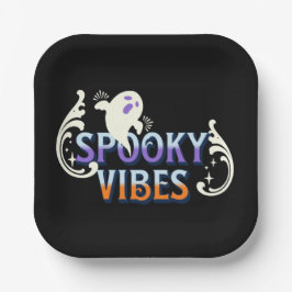 Halloween Ghost Spooky Vibes Typography Lettering Papieren Bordje