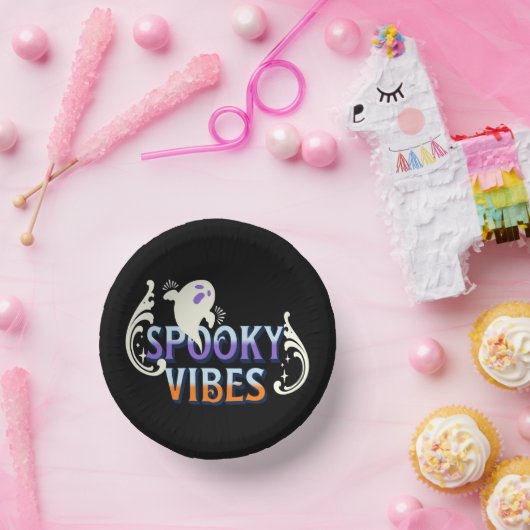 Halloween Ghost Spooky Vibes Typography Lettering Papieren Kommen (Feest)