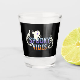 Halloween Ghost Spooky Vibes Typography Lettering Shot Glas