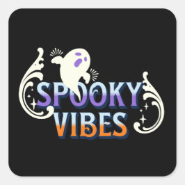 Halloween Ghost Spooky Vibes Typography Lettering Vierkante Sticker