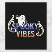 Halloween Ghost Spooky Vibes Typography Lettering Wijn Etiket (Enkel label)
