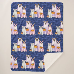 Halloween Ghost Trio van Forest Friends Sherpa Deken