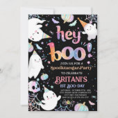 Halloween Ghost Verjaardag Uitnodiging Feest Hey B (Voorkant)