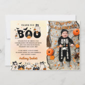 Halloween Ghost Verjaardagsfeest Foto Bedankkaart (Voorkant)