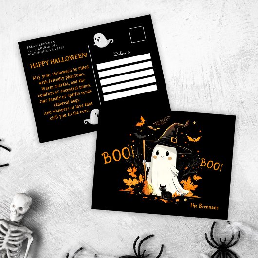 Halloween Ghost Witch oktober Groet Feestdagenkaart