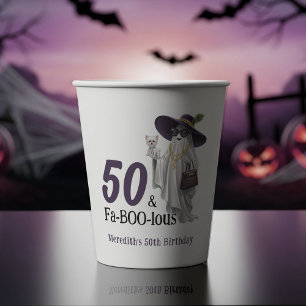 Halloween Ghost Women's Fabulous 50th Birthday Papieren Bekers