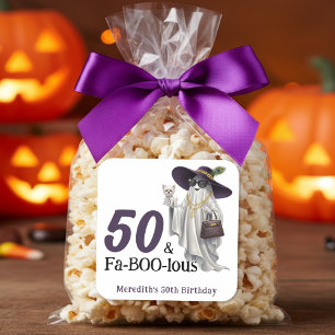 Halloween Ghost Women's Fabulous 50th Birthday Vierkante Sticker