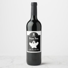 Halloween Ghost Zwart-wit Wijn Etiket