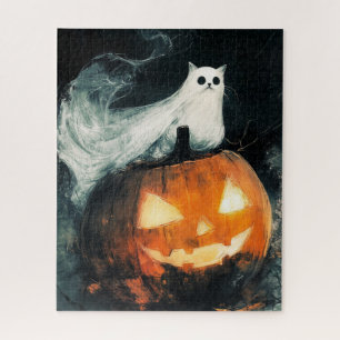 Halloween GhostCat en Jack op Lantern Legpuzzel