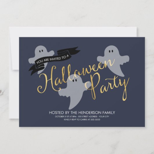 Halloween Ghosties - Uitnodiging voor Halloween Pa (Voorkant)