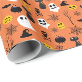 Halloween Ghosts Black Cats Spider Webs Fun Cadeaupapier (Rol Hoek)