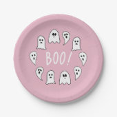 Halloween Ghosts Boo Pink Papieren Bordje (Voorkant)