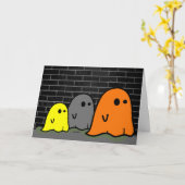 Halloween Ghosts Cute Kaart (Gele Bloem)