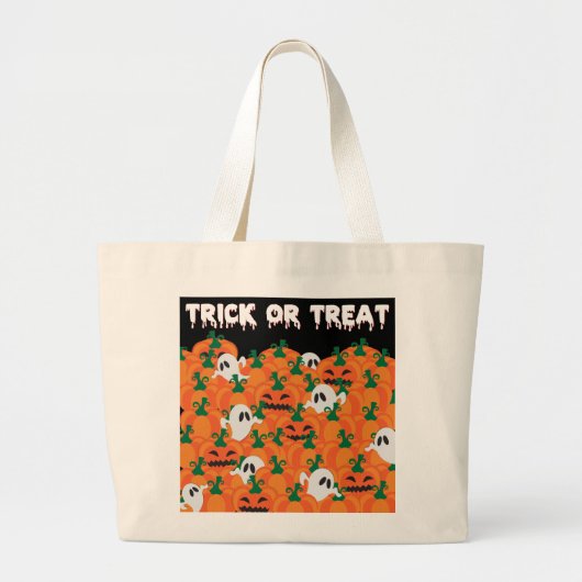 Halloween Ghosts Haunted Pumpkin Patch Grote Tote Bag (Voorkant)