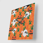 Halloween Ghosts Haunted Pumpkin Patch Vierkante Klok (Hoek)