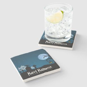 Halloween Ghosts op Graveyard Stenen Onderzetter