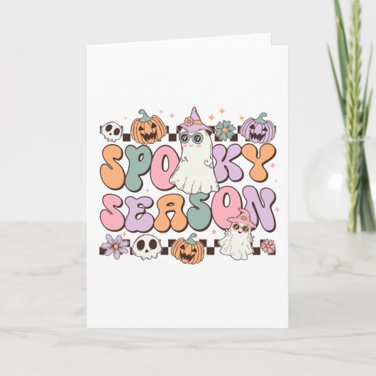 Halloween Ghosts Spooky Seizoen Kaart (Voorkant)