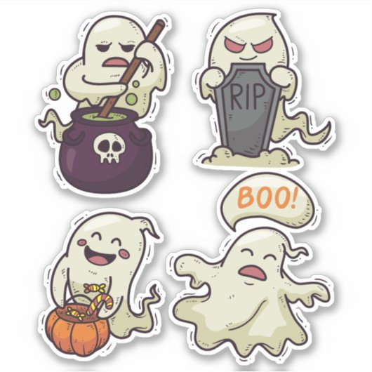 Halloween Ghosts Sticker (Voorkant)