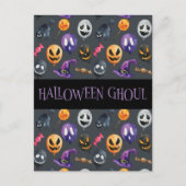 "Halloween Ghoul" Gray Halloween Pattern Briefkaart (Voorkant)