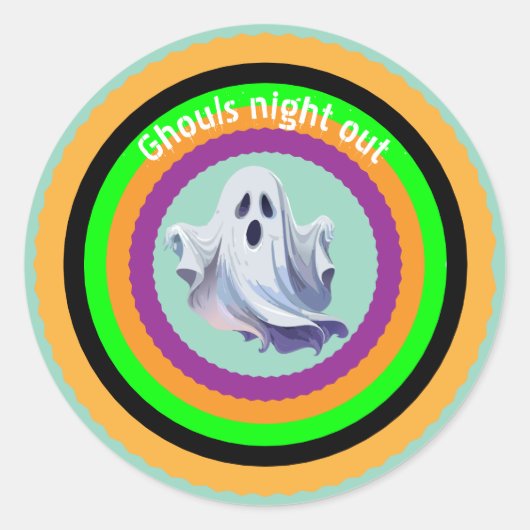 Halloween Ghouls Night Out Ronde Sticker (Voorkant)