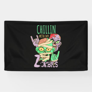 Halloween Gift Chillin met mijn vrienden Spandoek