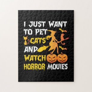 Halloween Gift I Just Want To Pet Cats Birthday Legpuzzel