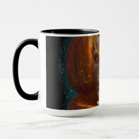 Halloween Ginger Tabby Kitten Leven in een pompoen Mok (Links)