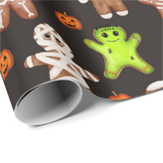 Halloween-gingerbreadpatroon inpakpapier