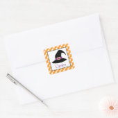 Halloween Gingham Witch Pet Gepersonaliseerde Stic Vierkante Sticker (Envelop)