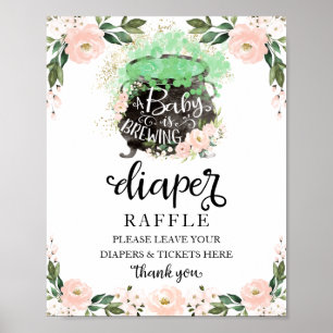 Halloween Girl Baby shower Diaper Raffle Game Sign Poster