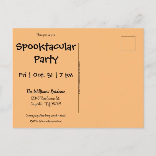 Halloween Girl Briefkaart Uitnodiging (Achterkant)