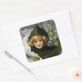 Halloween Girl Vierkante Sticker (Envelop)