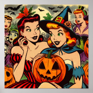 Halloween Girls Comics Poster