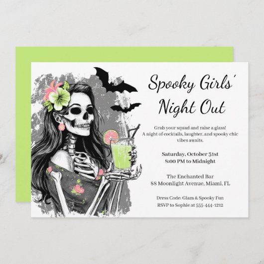 Halloween Girls Night Out | Spooky Cocktail Party Kaart (Voorkant / Achterkant)