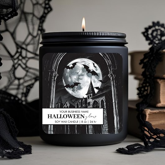 Halloween Glow Candle Label Sticker – Gothic Moon