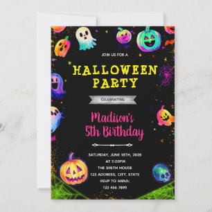 Halloween glow party uitnodiging