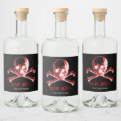 Halloween Glows Skull en Crossbones Likeurfles Etiket (Flessen)