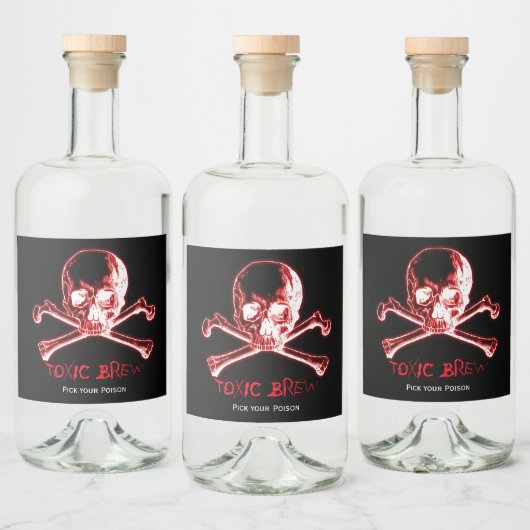 Halloween Glows Skull en Crossbones Likeurfles Etiket (Flessen)